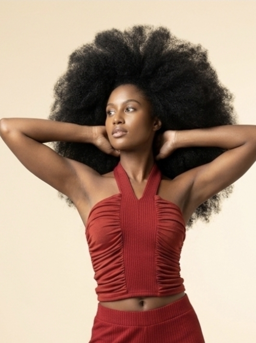 Y2K Vintage Ribbed Halter Crop Top in Deep Red